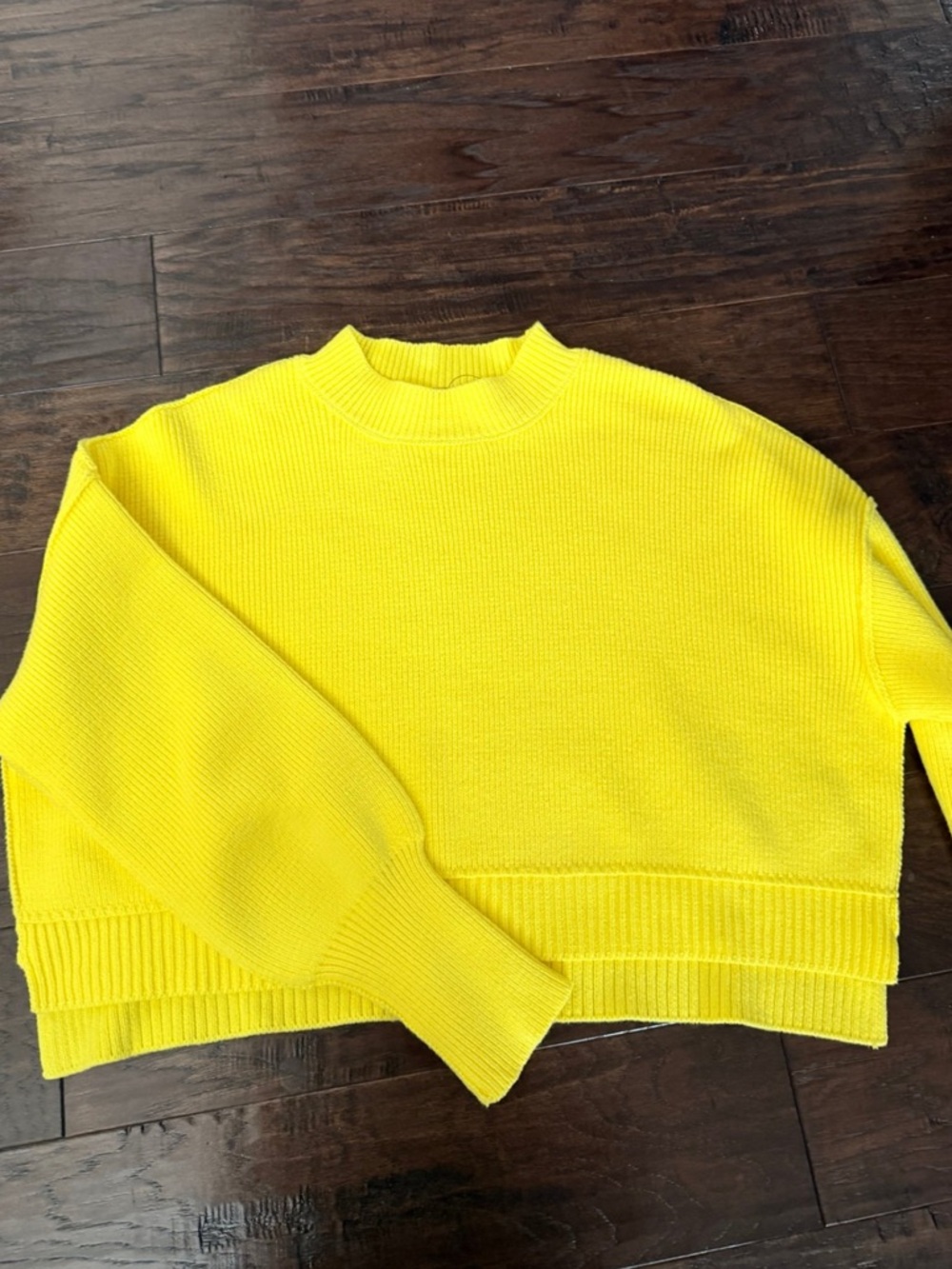 Free People Yellow Cropped Crewneck Sweater